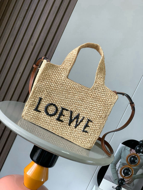 Loewe Font Tote Raffia Handbag 8021