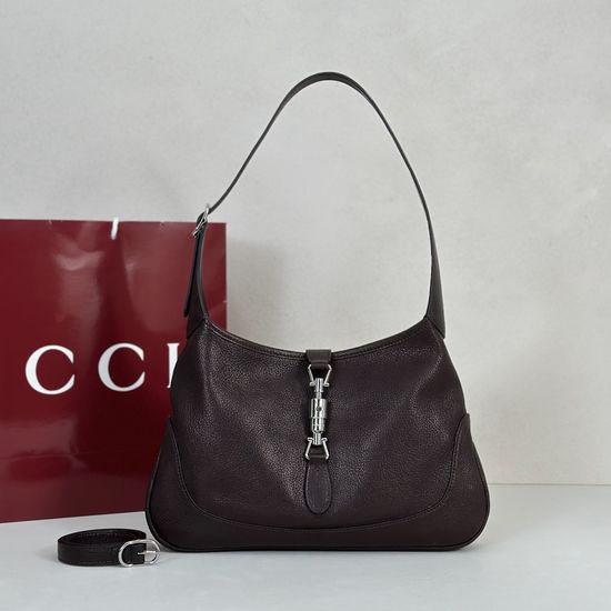 Gucci Shoulder Bag Dark Brown Lambskin Leather 863136