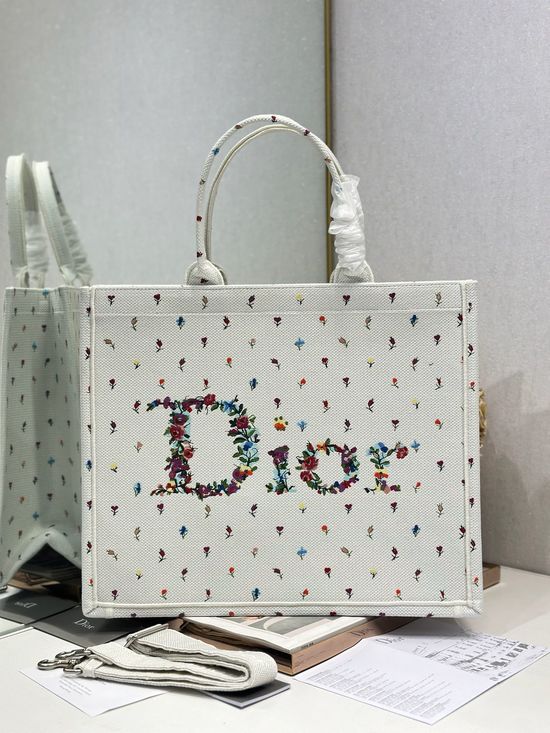 Christian Dior Book Tote Embroidered Handbag 1286