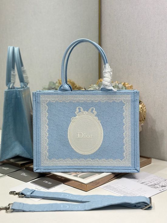 Christian Dior Book Tote Sky Blue Medium 1286