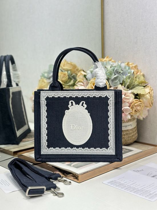 Christian Dior Mini Book Tote Black Blue 7166