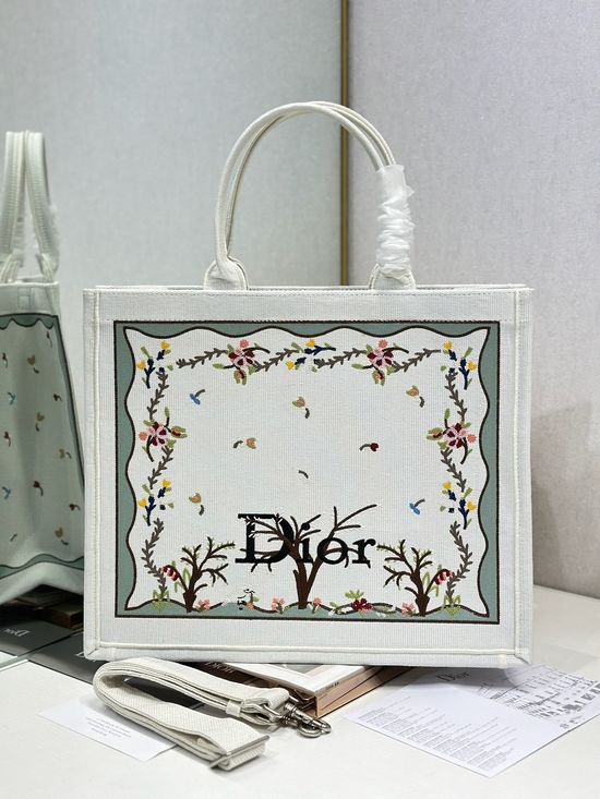 Christian Dior Book Tote Coffee Tree Printed 1286