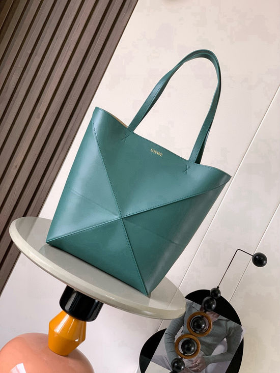 Loewe Puzzle Fold Shiny Leather Tote 9029