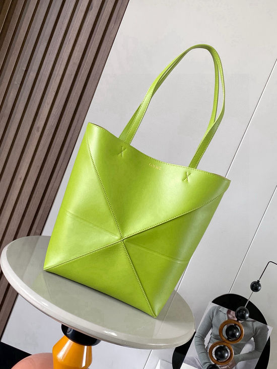 Loewe Puzzle Fold Shiny Leather Tote 9029