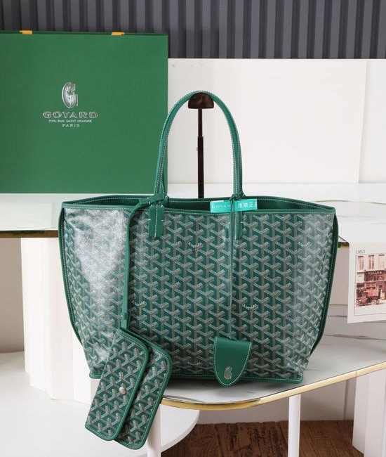 Goyard Anjou Small Reversible Canvas Handbag Green 12013
