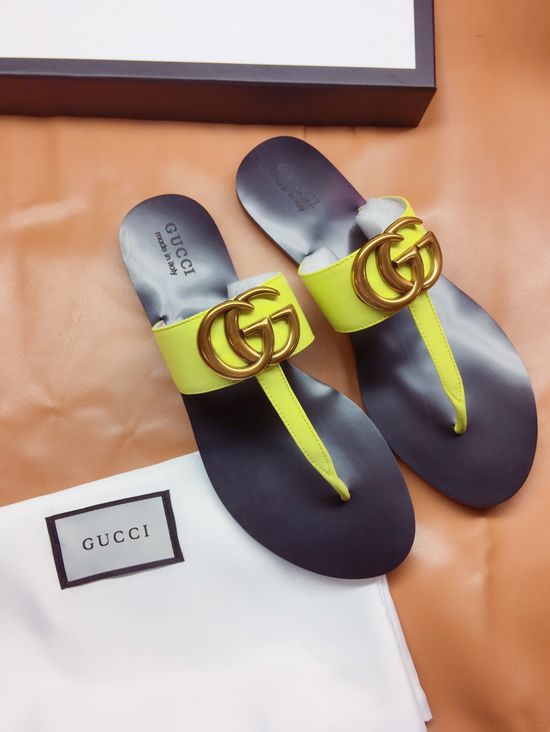Gucci Cowhide Upper Flip Flops with Metal Decor