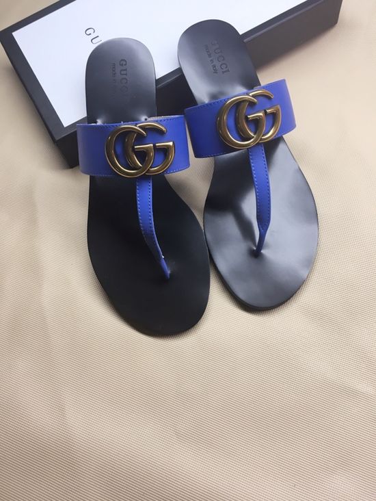 Gucci Cowhide Upper Flip Flops with Metal Decor