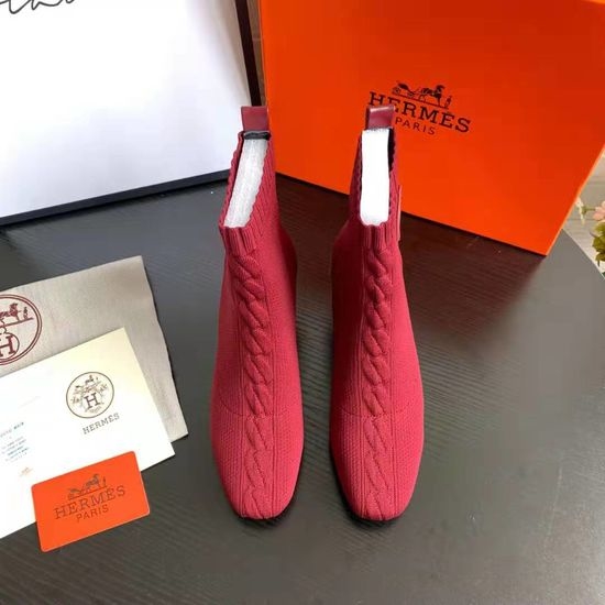 Hermes Knit Upper Horse Heel Leather Sole Multi Color Classic Shoes