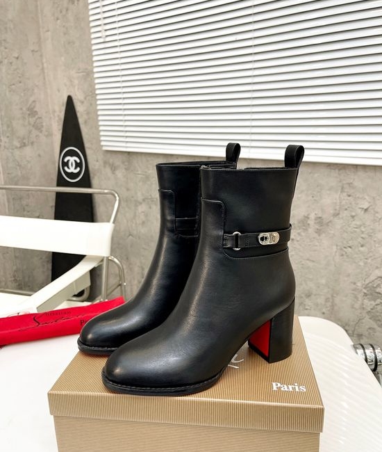 Louis Vuitton LV Genuine Leather Chunky Heel Ankle Boots