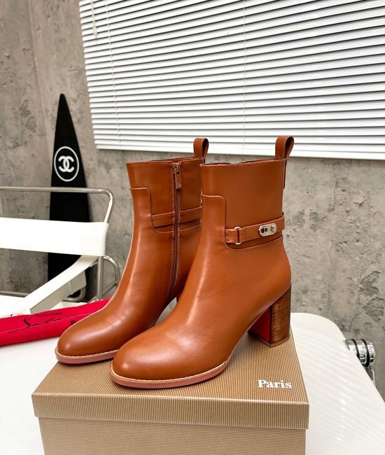 Louis Vuitton LV Genuine Leather Chunky Heel Ankle Boots