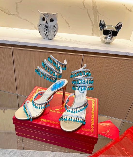 Rene Caovilla Glamorous Rhinestone Embellished Strappy High Heel Sandals
