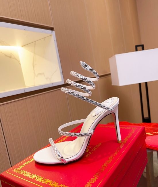 Rene Caovilla Sparkling Rhinestone Wrapped Strap Stiletto Heel Sandals