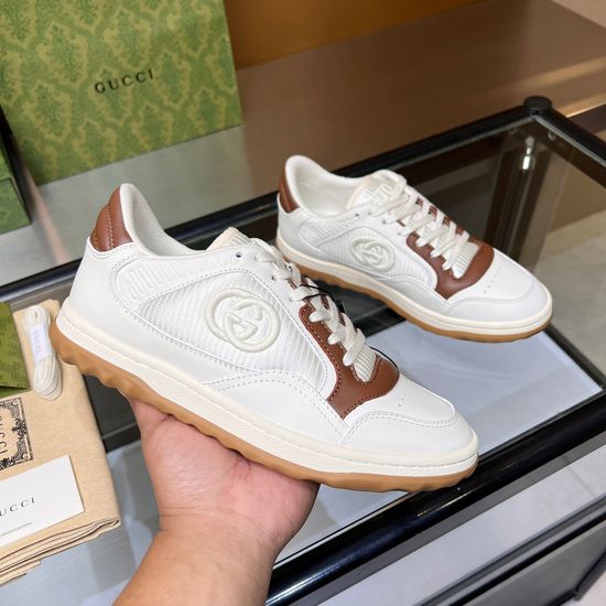 Gucci Vintage Distressed Leather Sneakers Non-slip Sole Breathable Lining