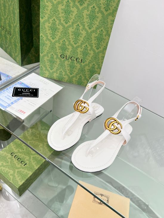 Gucci Cowhide Upper Thong Sandals with Sheepskin Lining