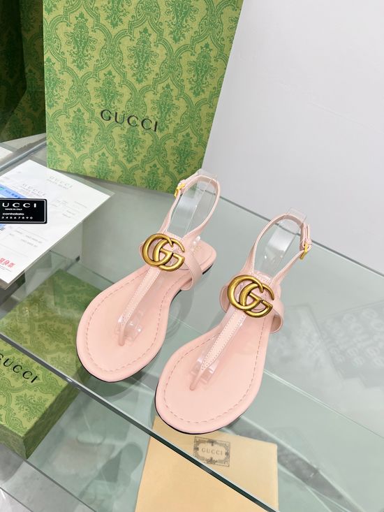 Gucci Cowhide Upper Thong Sandals with Sheepskin Lining