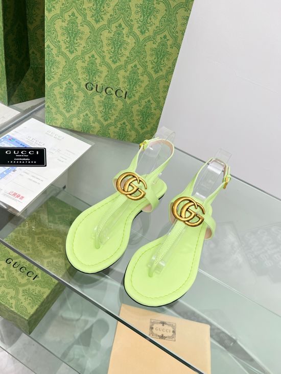 Gucci Cowhide Upper Thong Sandals with Sheepskin Lining