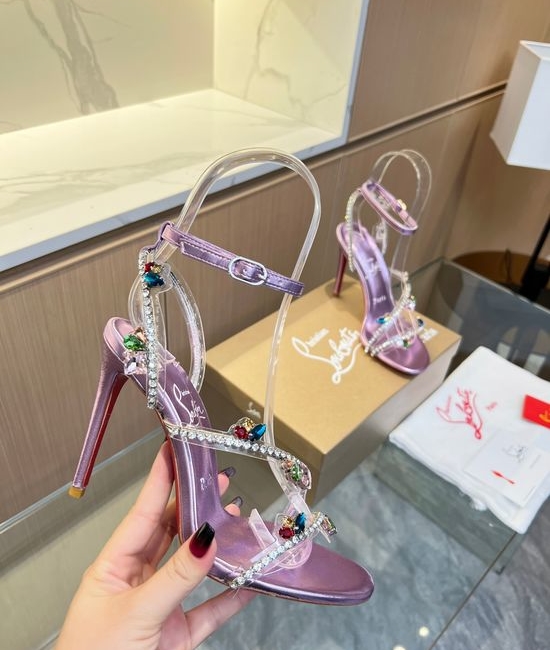 Louis Vuitton LV Shiny Rhinestone PVC Strappy Stiletto Sandals