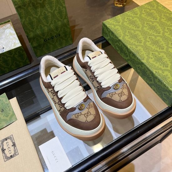 Gucci Premium Canvas Sneakers with Leather Details Thick Sole