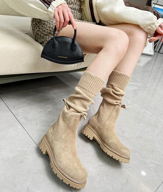 Rene Caovilla Embellished Stretch Knit Chunky Heel Ankle Boots