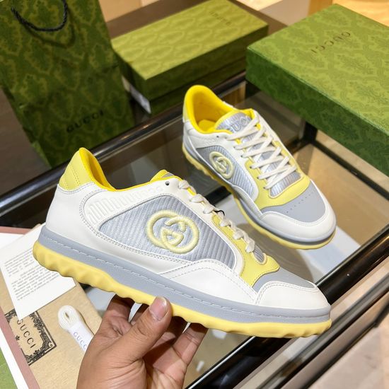 Gucci Vintage Distressed Leather Sneakers Non-slip Sole Breathable Lining