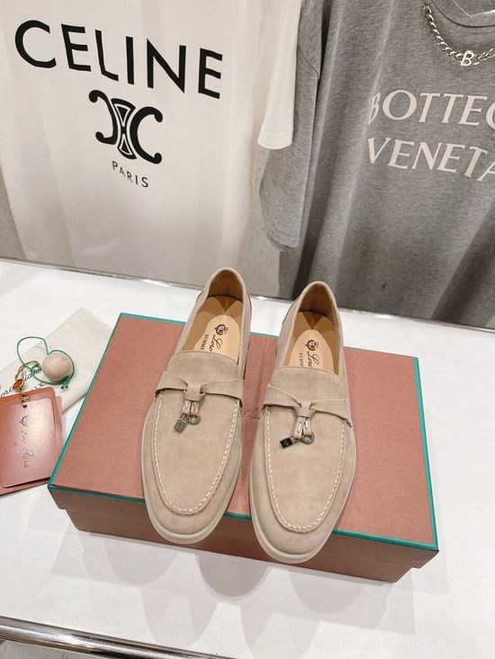 Loro Piana Classic Comfortable Suede Loafers with Knit Upper