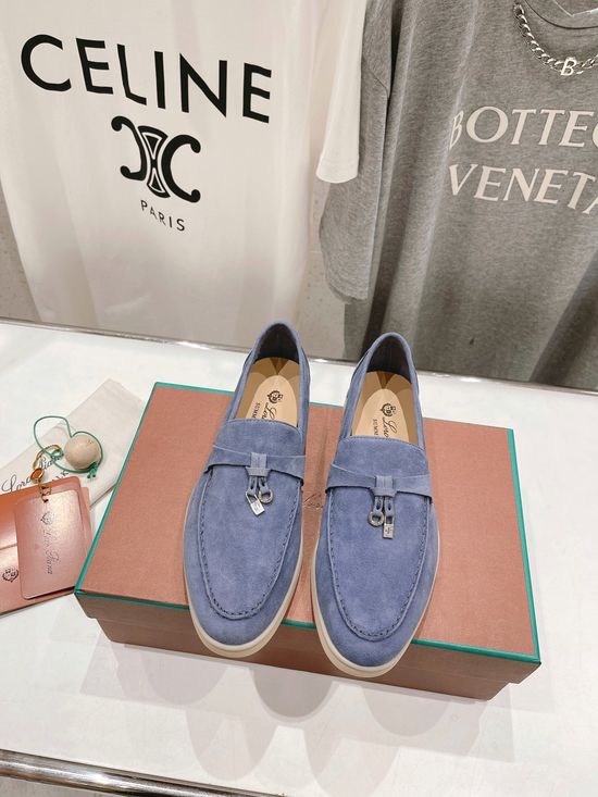 Loro Piana Classic Comfortable Suede Loafers with Knit Upper
