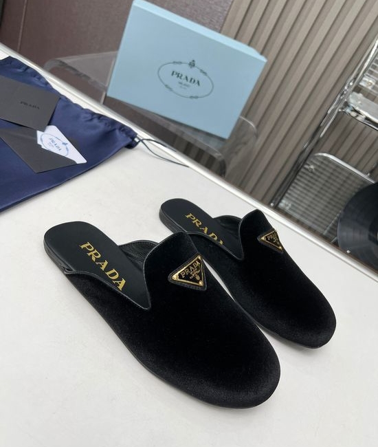 Prada Elegant Velvet Low Heel Casual Comfort Shoes