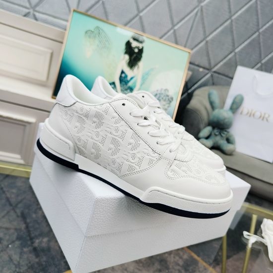 Christian Dior CD Classic White Leather Hollow Out Casual Comfort Sneakers