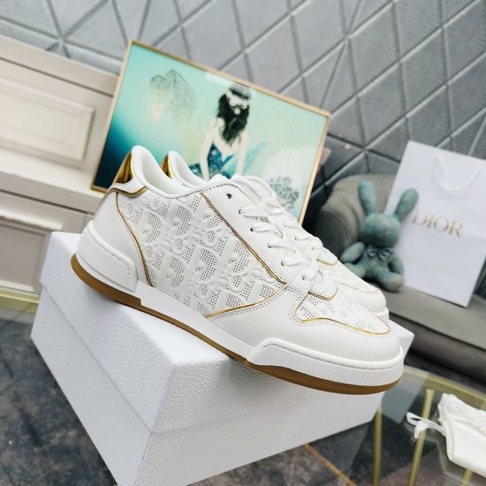 Christian Dior CD Classic White Leather Hollow Out Casual Comfort Sneakers
