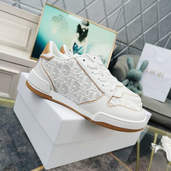 Christian Dior CD Classic White Leather Hollow Out Casual Comfort Sneakers