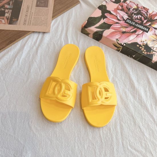 Dolce & Gabbana Matte Finish 3D Logo Flat Slide Sandals