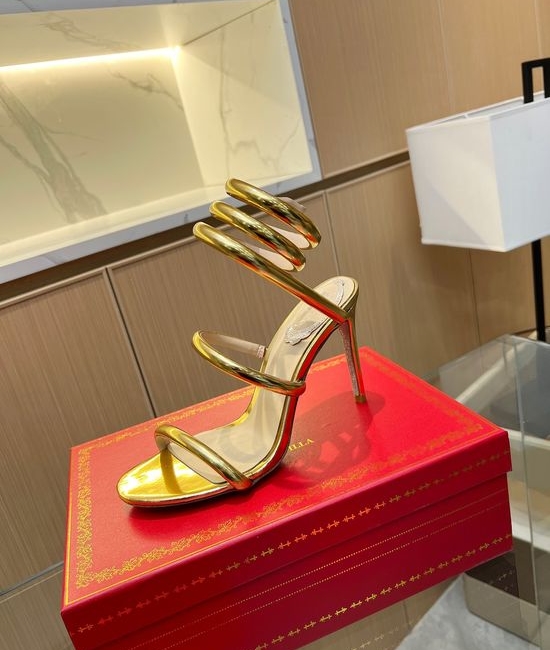 Rene Caovilla Elegant Velvet Wrapped Stiletto Sandals with Sparkling Details