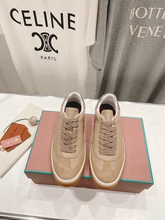 Loro Piana Comfortable Soft Cowhide Lace-up Casual Shoes for Daily Use