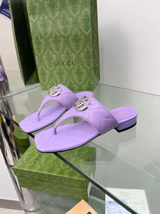 Gucci Embroidered Sheepskin Upper Slides with Hardware