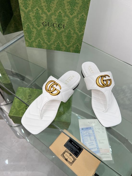 Gucci Embroidered Sheepskin Upper Slides with Hardware