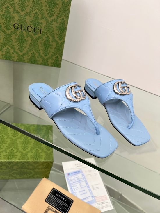 Gucci Embroidered Sheepskin Upper Slides with Hardware