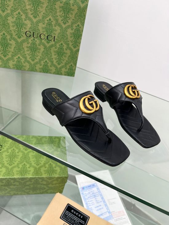 Gucci Embroidered Sheepskin Upper Slides with Hardware