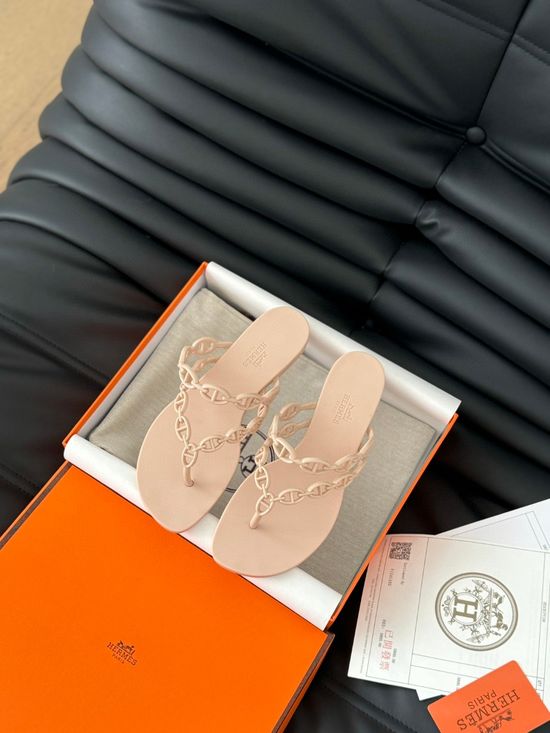 Hermes Chain Decor TPU Flip Flops Soft Comfortable Glossy Sole