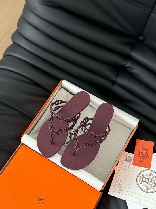 Hermes Chain Decor TPU Flip Flops Soft Comfortable Glossy Sole