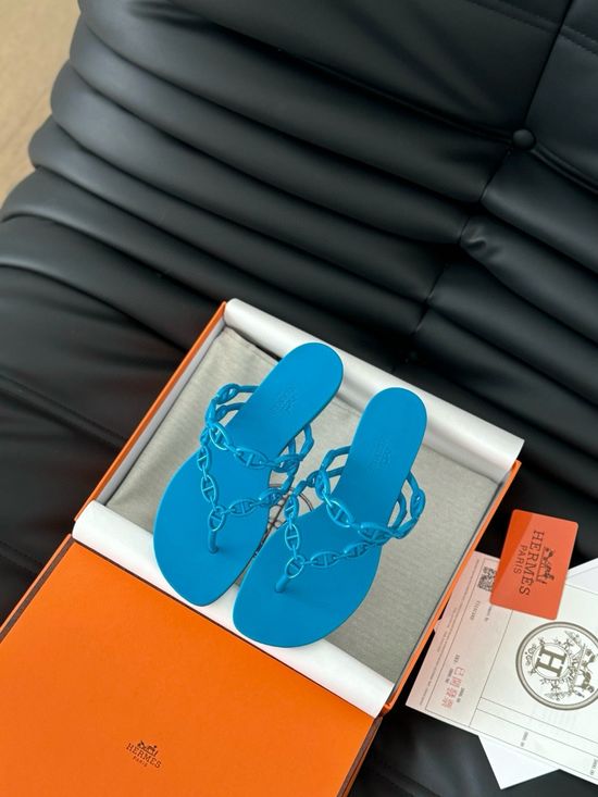 Hermes Chain Decor TPU Flip Flops Soft Comfortable Glossy Sole