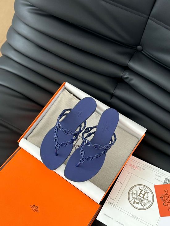 Hermes Chain Decor TPU Flip Flops Soft Comfortable Glossy Sole