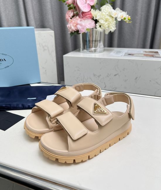 Prada Genuine Leather Soft Comfortable Versatile Casual Sandals