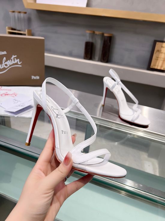 Christian Louboutine Handmade Transparent Panel Stiletto Sandals with Red Sole