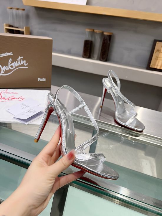 Christian Louboutine Handmade Transparent Panel Stiletto Sandals with Red Sole