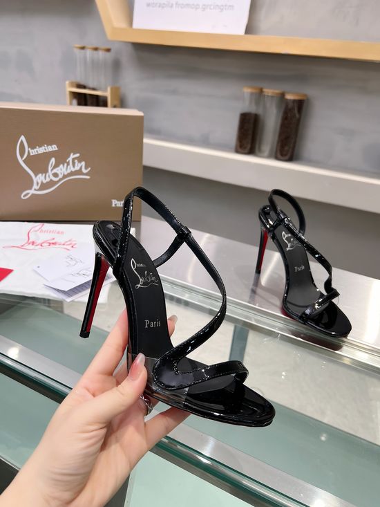 Christian Louboutine Handmade Transparent Panel Stiletto Sandals with Red Sole