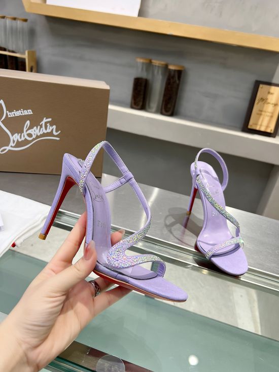 Christian Louboutine Handmade Rhinestone Embellished Stiletto Sandals with Red Sole