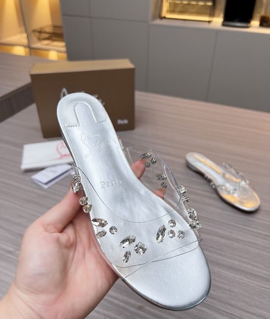 Louis Vuitton LV Rhinestone Embellished Flat Heel Dress Sandals with Red Sole