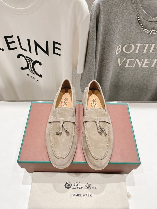 Loro Piana Classic Comfortable Suede Loafers with Knit Upper