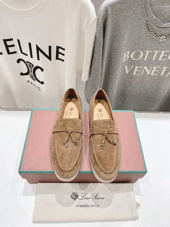 Loro Piana Classic Comfortable Suede Loafers with Knit Upper