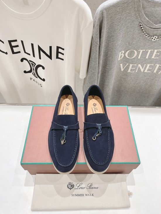 Loro Piana Classic Comfortable Suede Loafers with Knit Upper